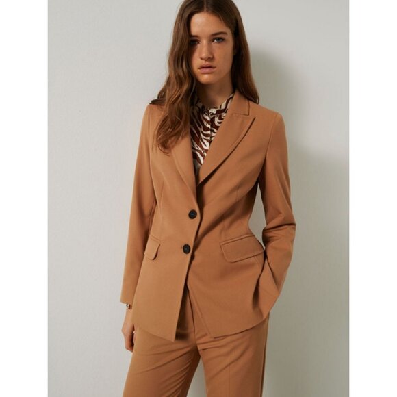 $395 NWT MARELLA Two Button Decimo Jacket 4 Single Breasted Camel Tan Blazer